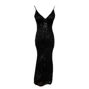 NWT Dellore Black Sequins Midi/Maxi Dress
